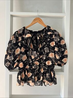Ulla Johnson Nadia Blouse in Noir Floral